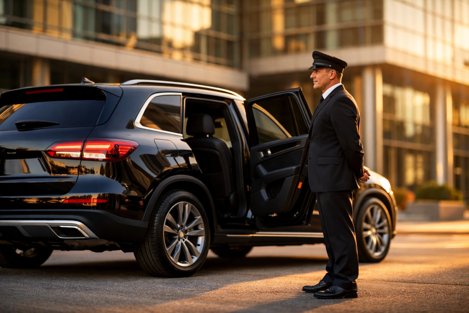 NEWSLETTER: Your 48-Hour Playbook for Flawless Super Bowl Executive Comfort, Transportation, Security, and Networking Combined Luxury executive SUV with professional chauffeur for Super Bowl corporate transportation