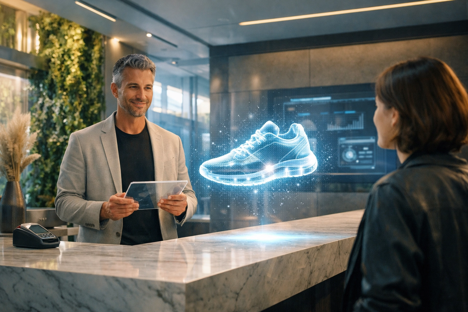 A digital merchant issuing an NFT receipt for a retail purchase using Larecoin Web3 payment technology.