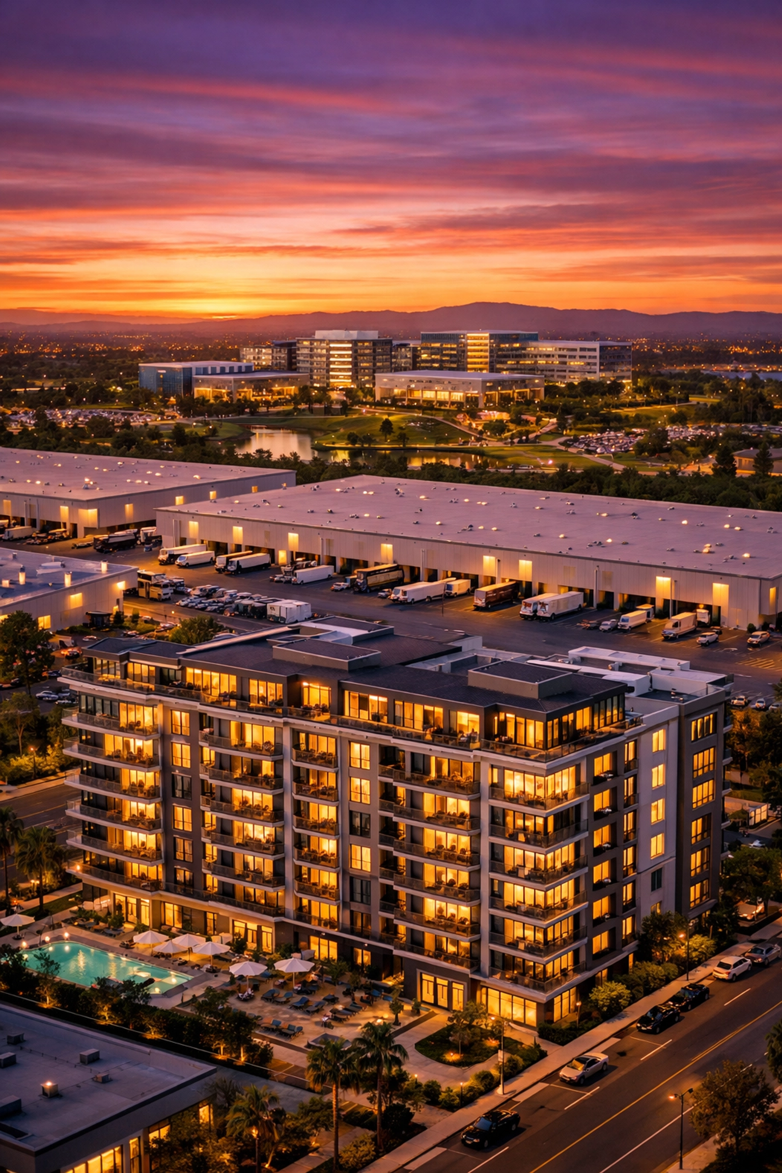 Diversified real estate portfolio including apartments, warehouse, and medical office properties