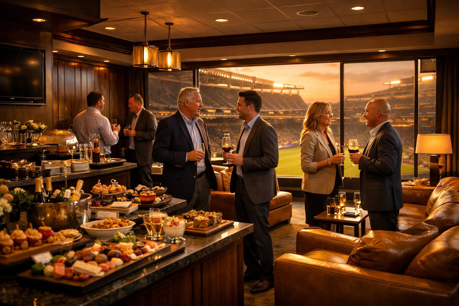 Premium corporate suite for executive Super Bowl hosting and high-level business networking