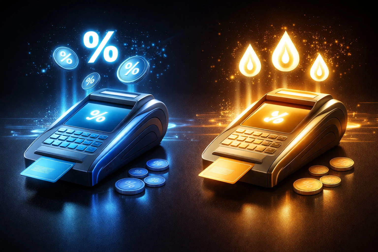 Side-by-side comparison of traditional percentage-based payment fees and Larecoin's gas-only crypto transaction fees.