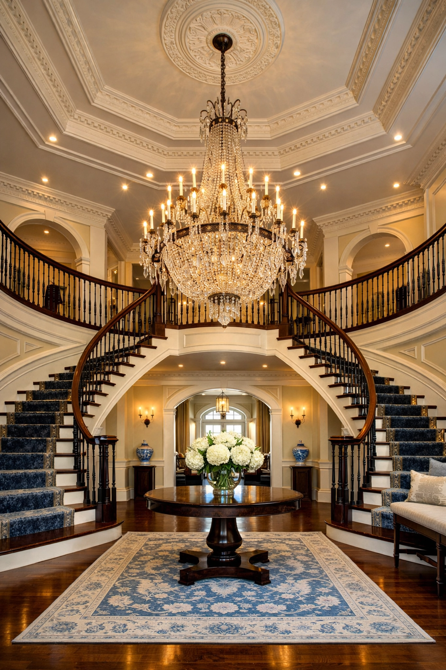 Grand foyer cleaning in a Dover estate using top-to-bottom luxury house cleaning techniques.