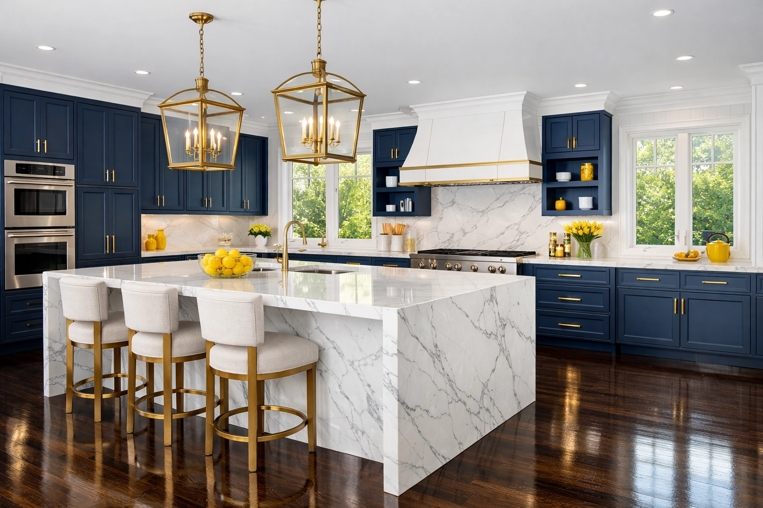 Pristine luxury kitchen in Norwell demonstrating the quality of expert weekly house cleaning services.