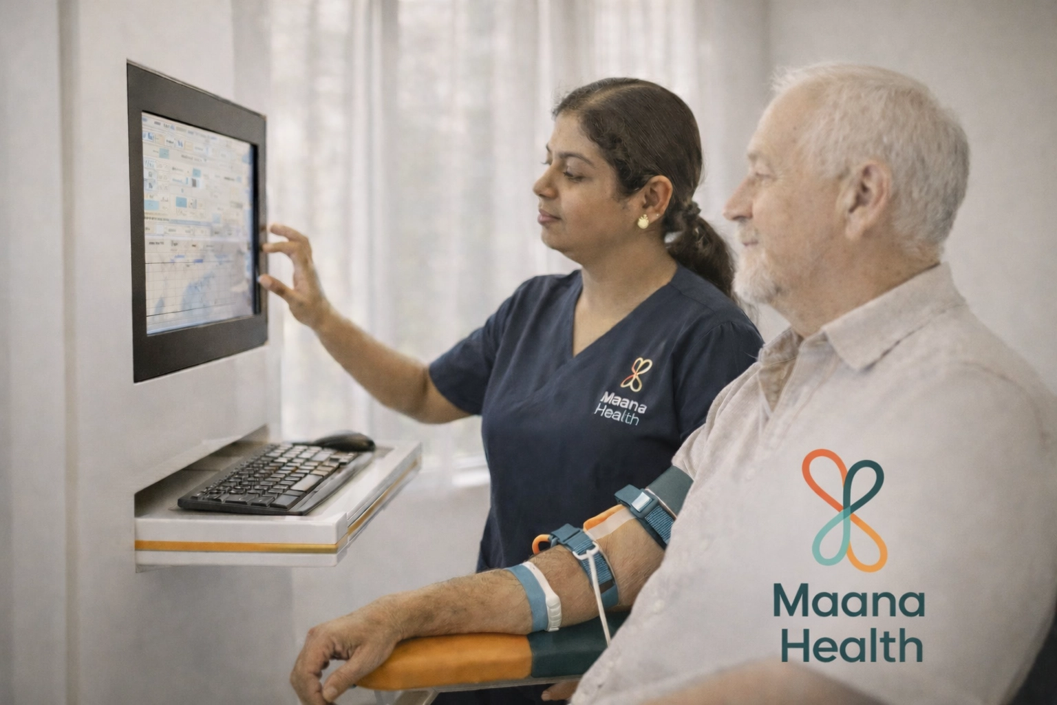 Maana Health doctor operating advanced diagnostic device