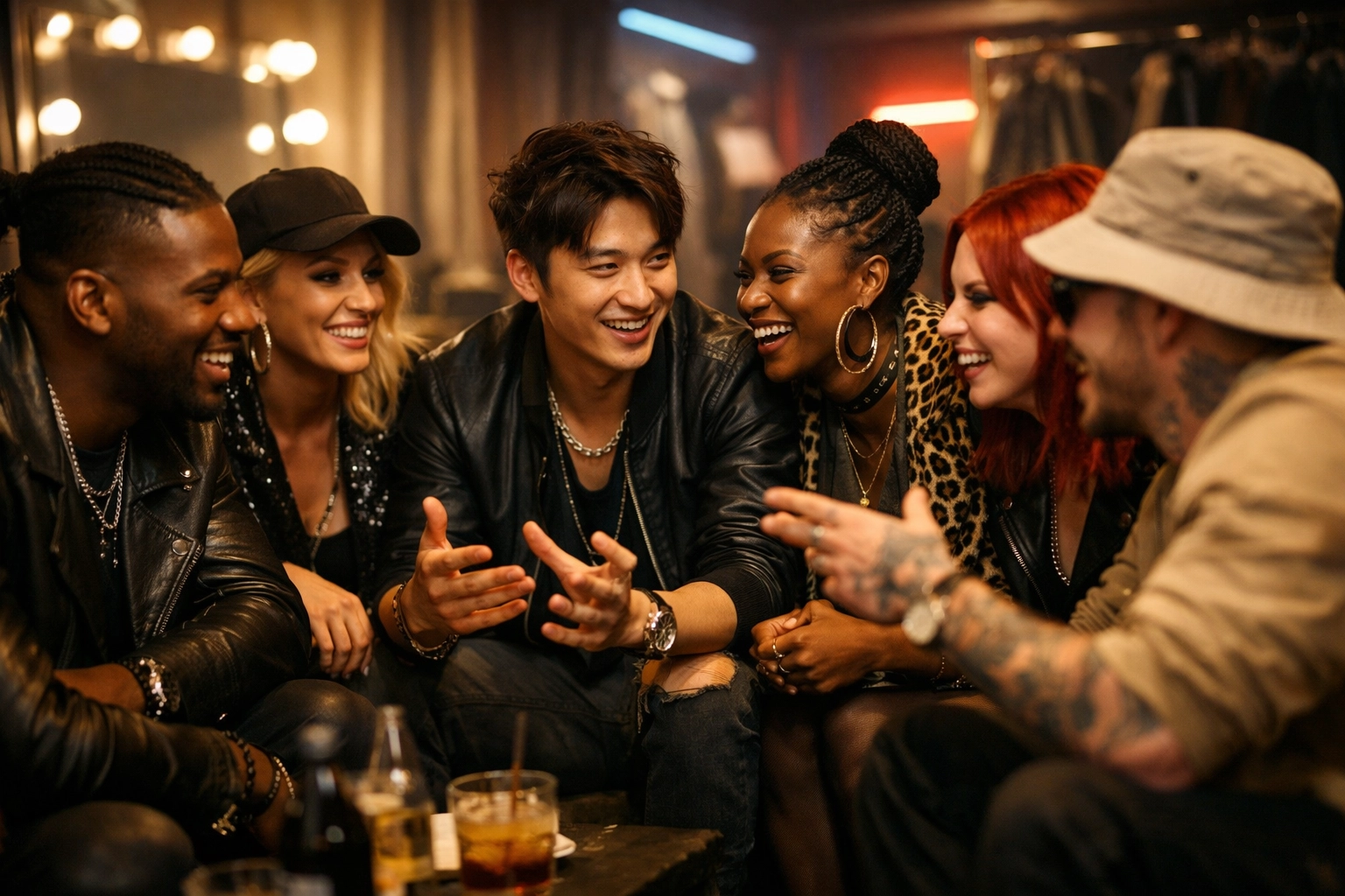 Creative team collaborating in a lounge to build a brand ambassador program and fan community.