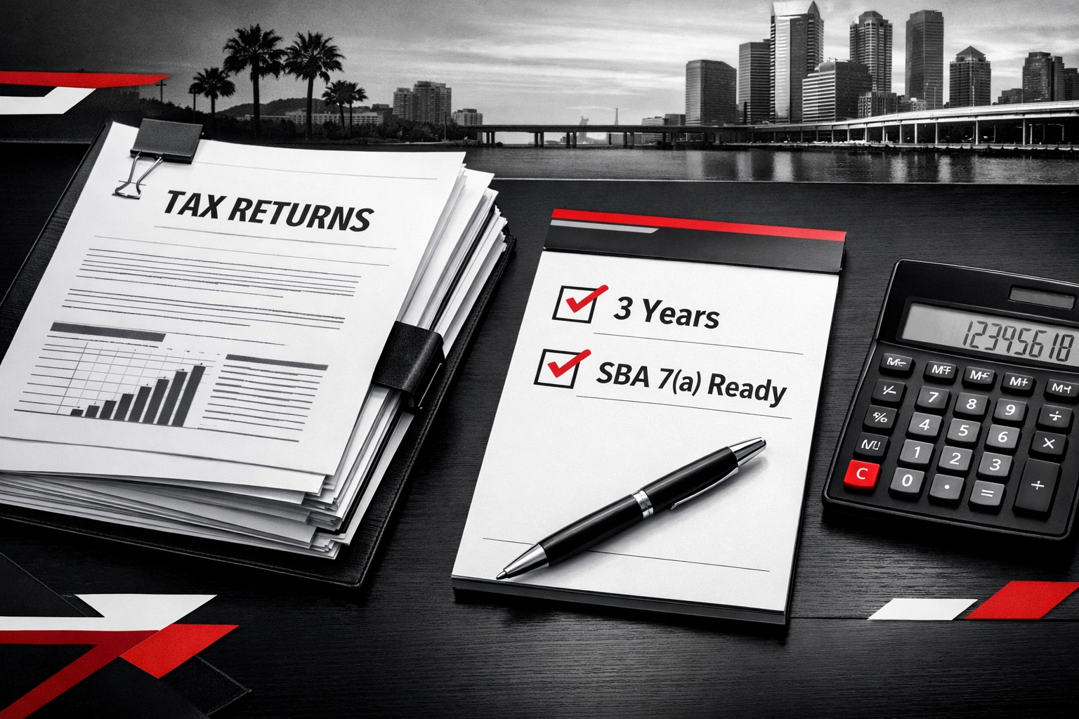 Clean tax returns and SBA 7(a) loan readiness documentation for Florida business sales