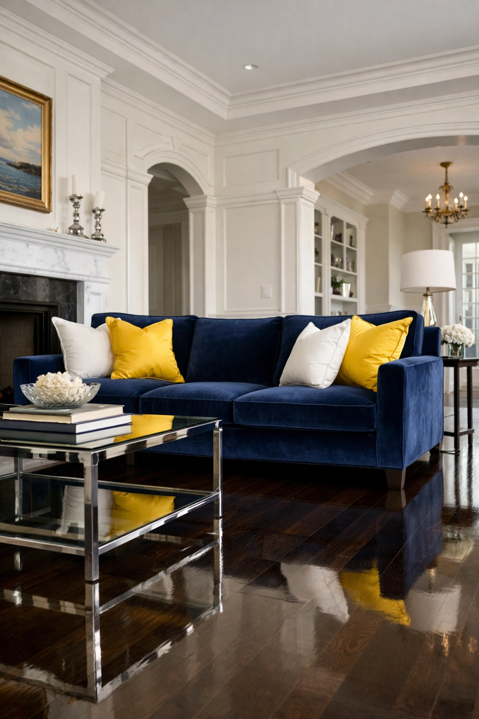 Immaculate living room in a Marblehead Neck home, maintained by a top-tier house cleaning service in Marblehead MA.