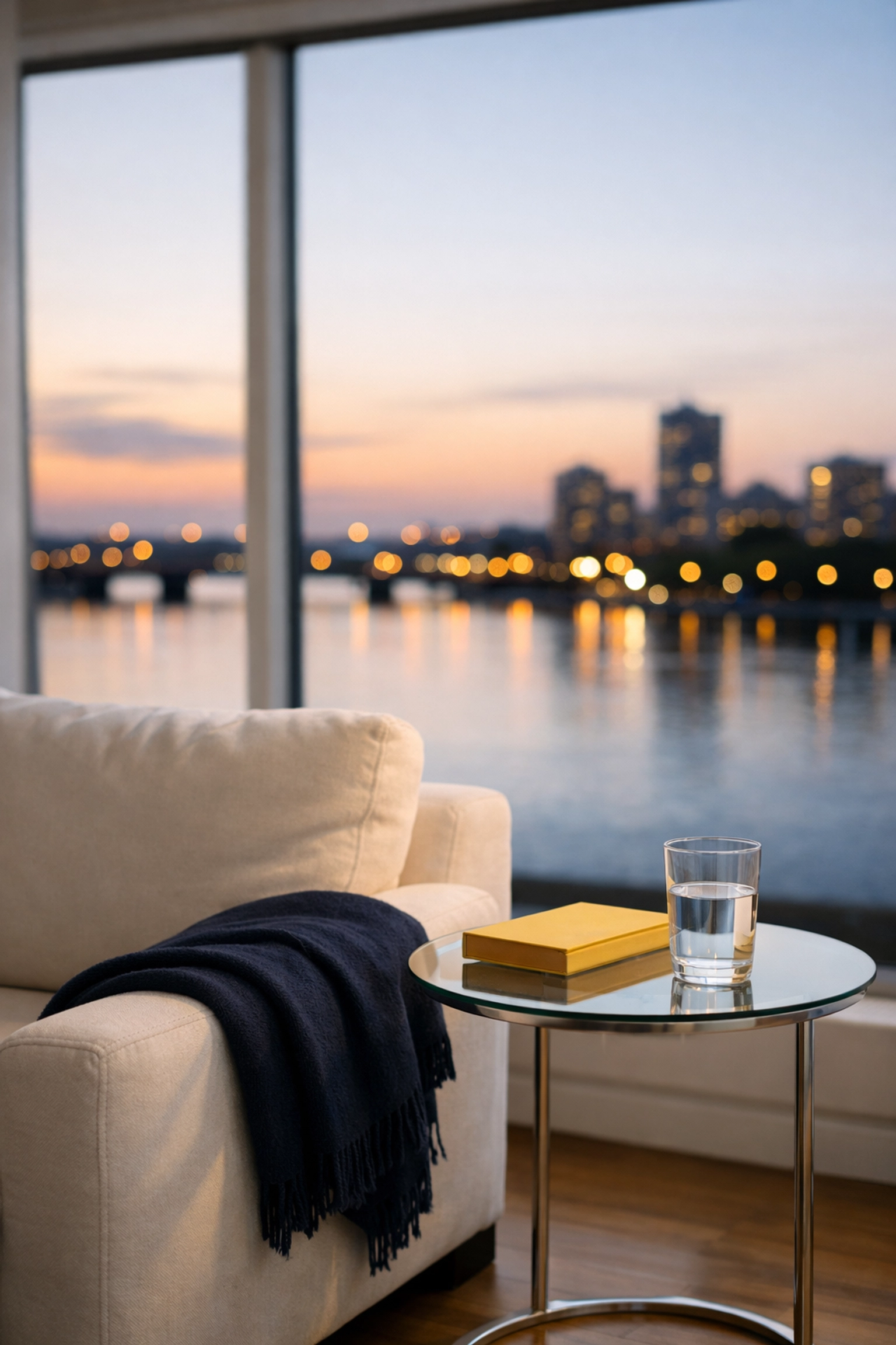 Tidy minimalist apartment living room in North Cambridge, perfect after expert house cleaning in Cambridge MA.