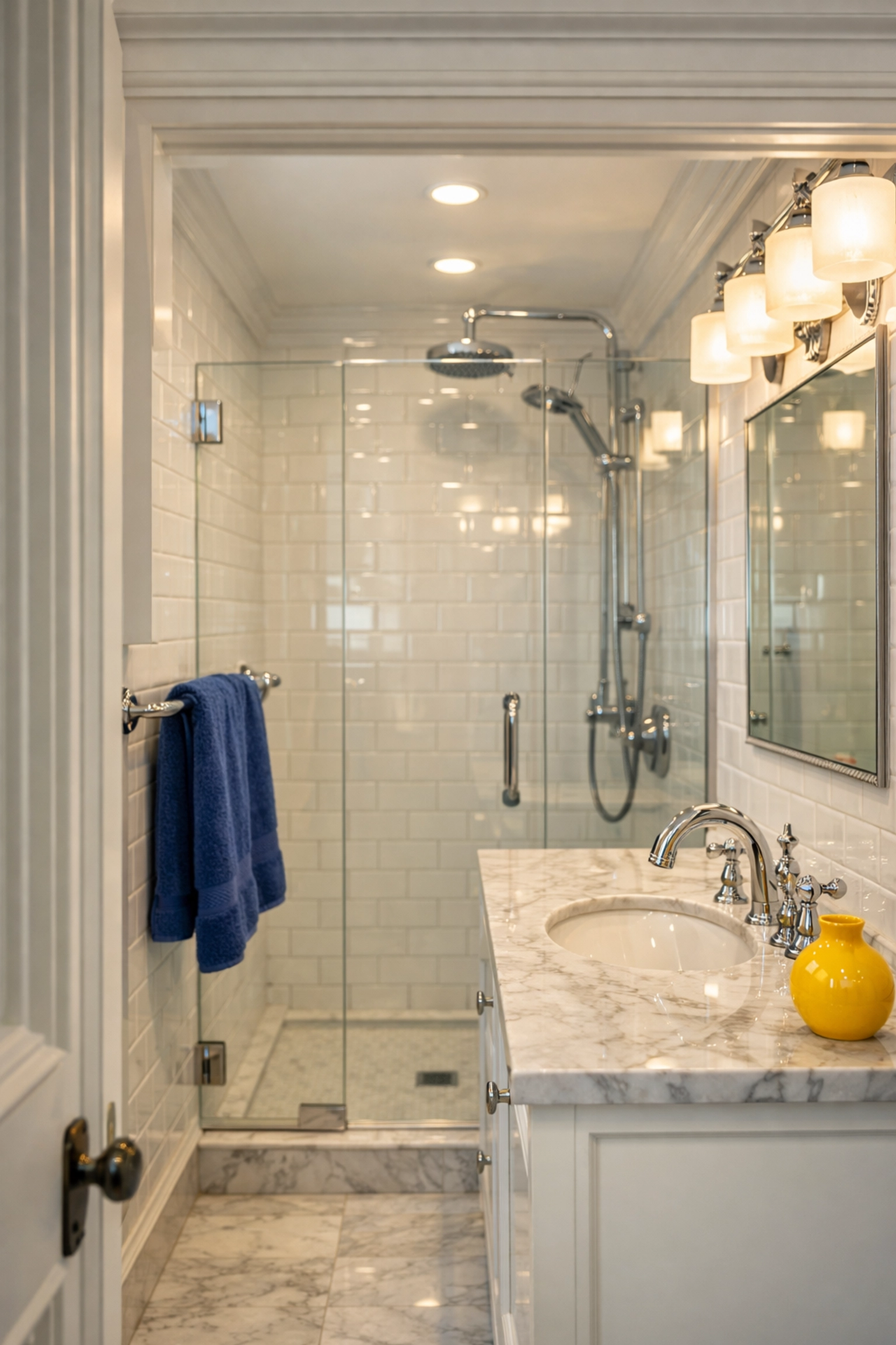 A spotless luxury bathroom following an intensive apartment cleaning in Boston before moving in.
