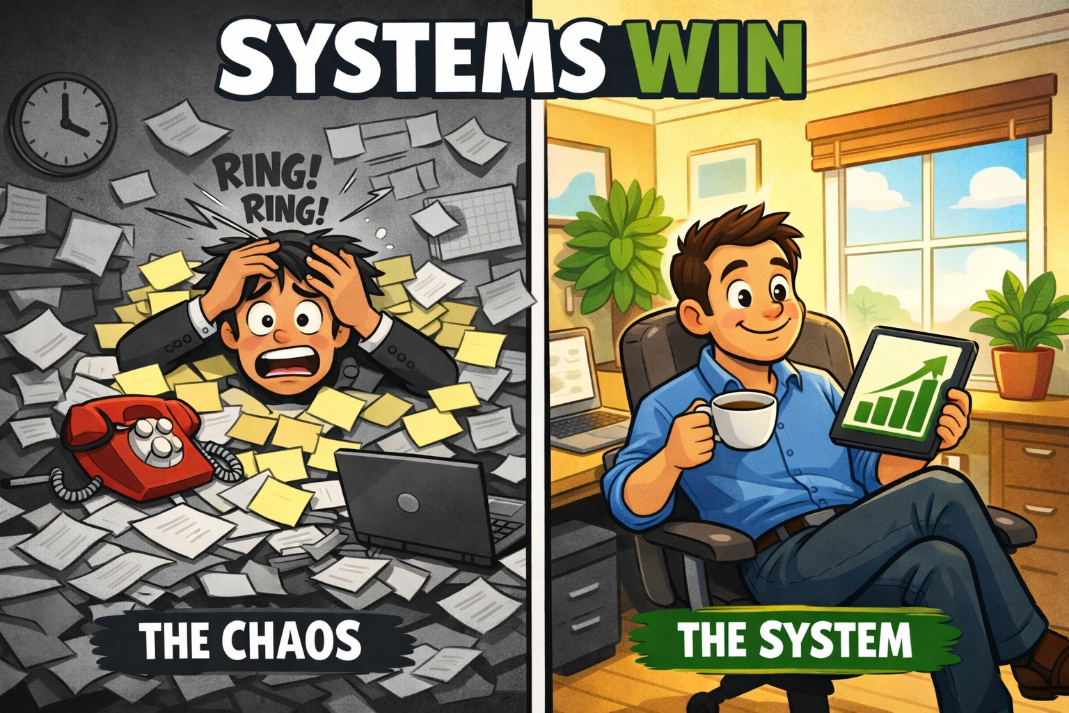 Comparison of manual lead tracking versus a structured CRM system for small businesses.