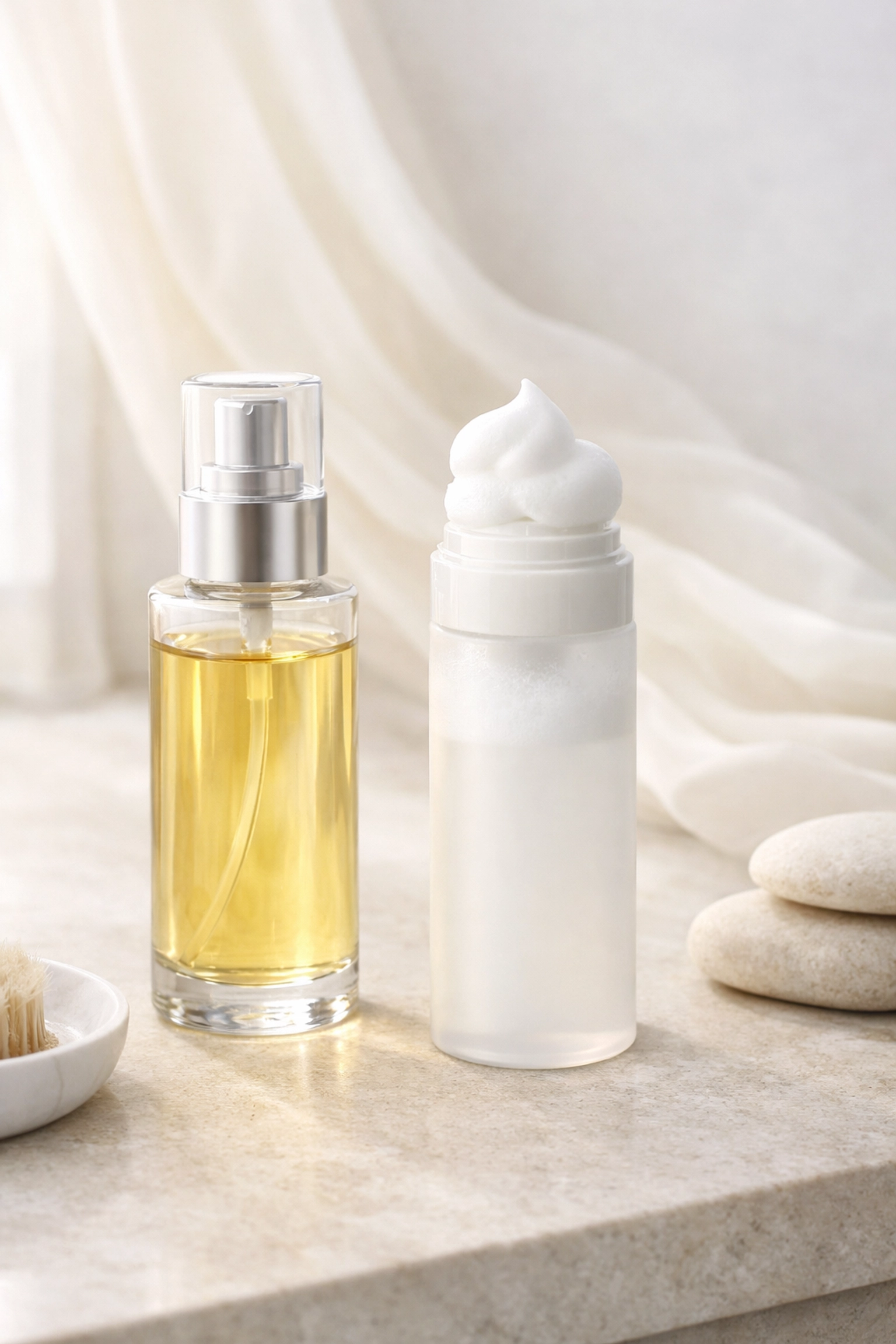 Professional lightweight hair care products and foam for a healthy spring hair refresh.