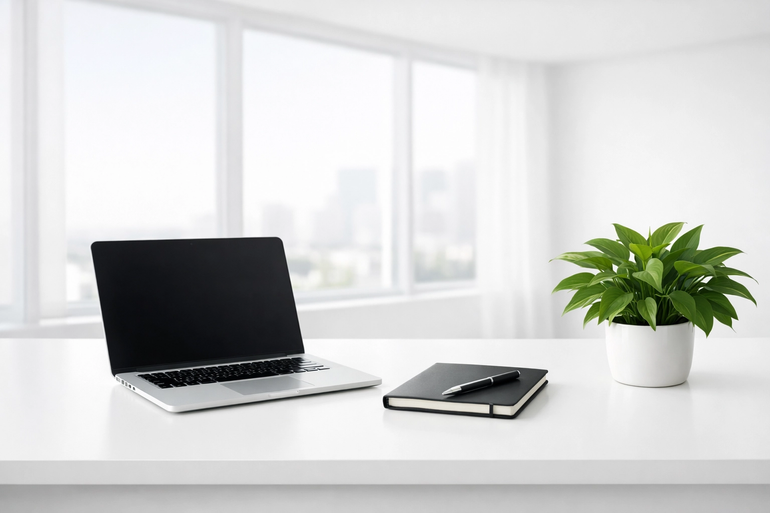 Modern office desk with a laptop illustrating digital services and local SEO for small businesses.