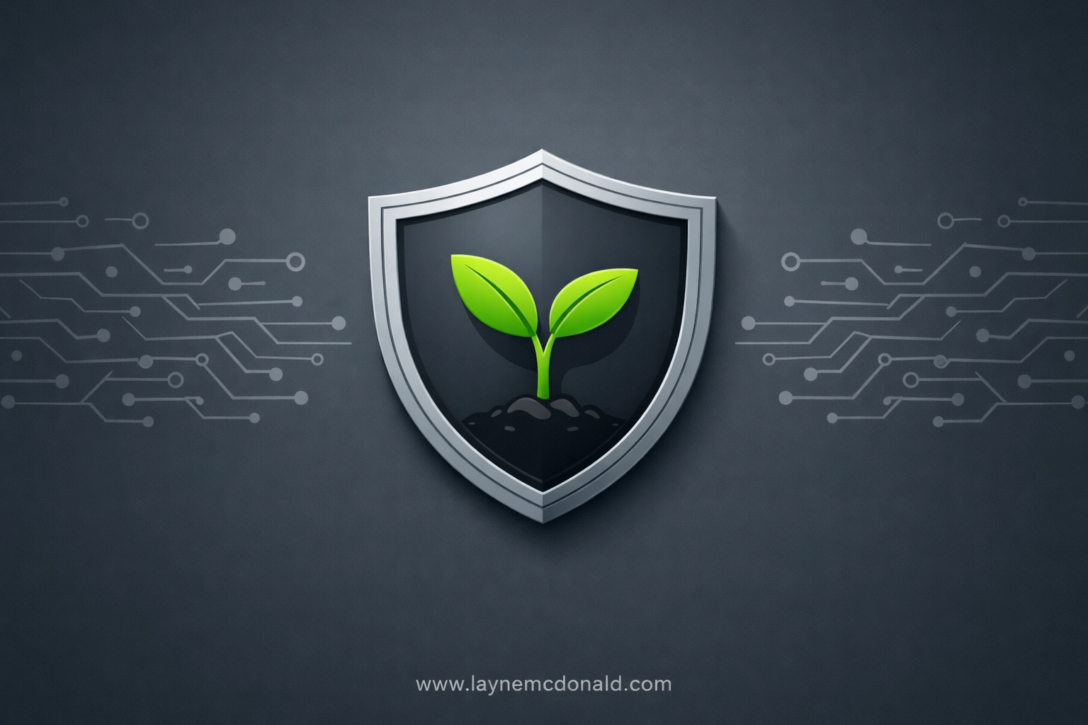 A shield icon protecting a growing plant sprout, symbolizing digital safety and spiritual health for families.
