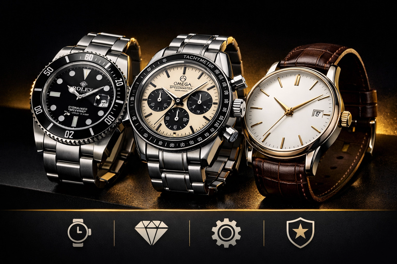 Vintage Rolex and Omega luxury watches showing high-value timepieces for estate sales