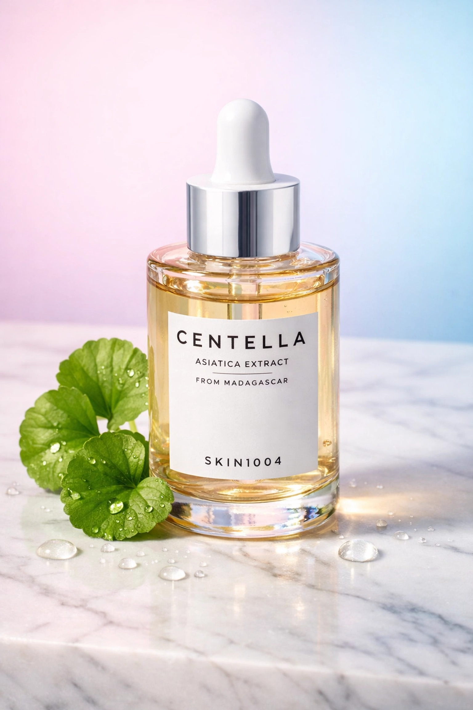 SKIN1004 Centella Ampoule bottle with fresh Centella Asiatica leaves for wholesale buyers