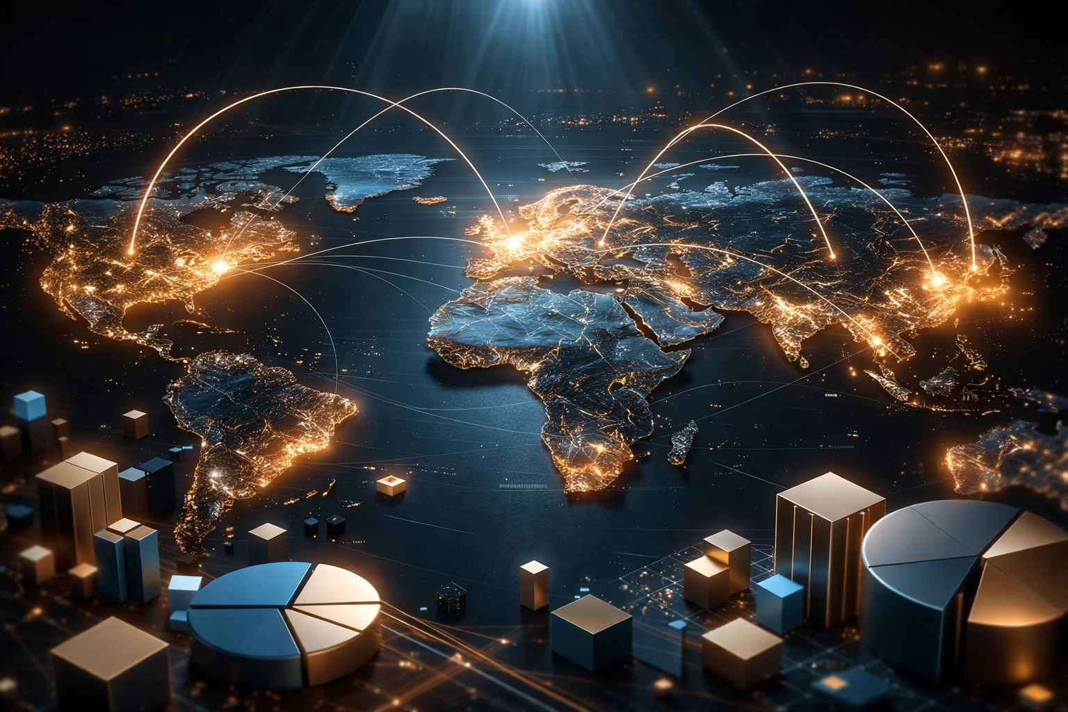 Global investment markets map illustrating private equity diversification across Europe, North America, and Asia.