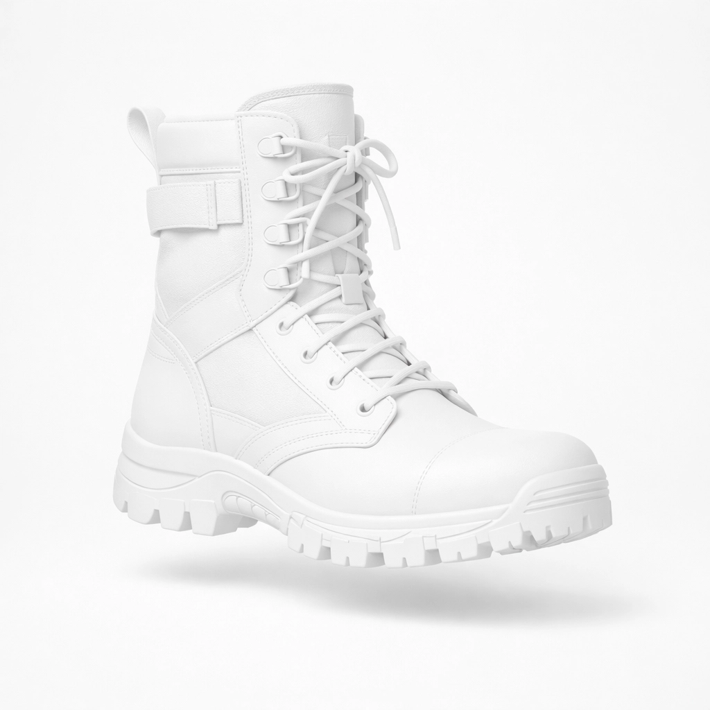 Rugged tactical combat boot showing tread detail for high-intensity training and performance fitness.
