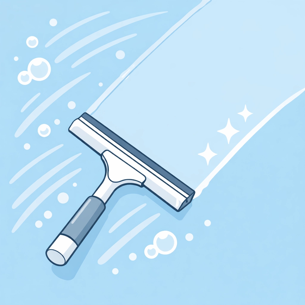 Cleaning exterior windows with a squeegee to improve home brightness and curb appeal