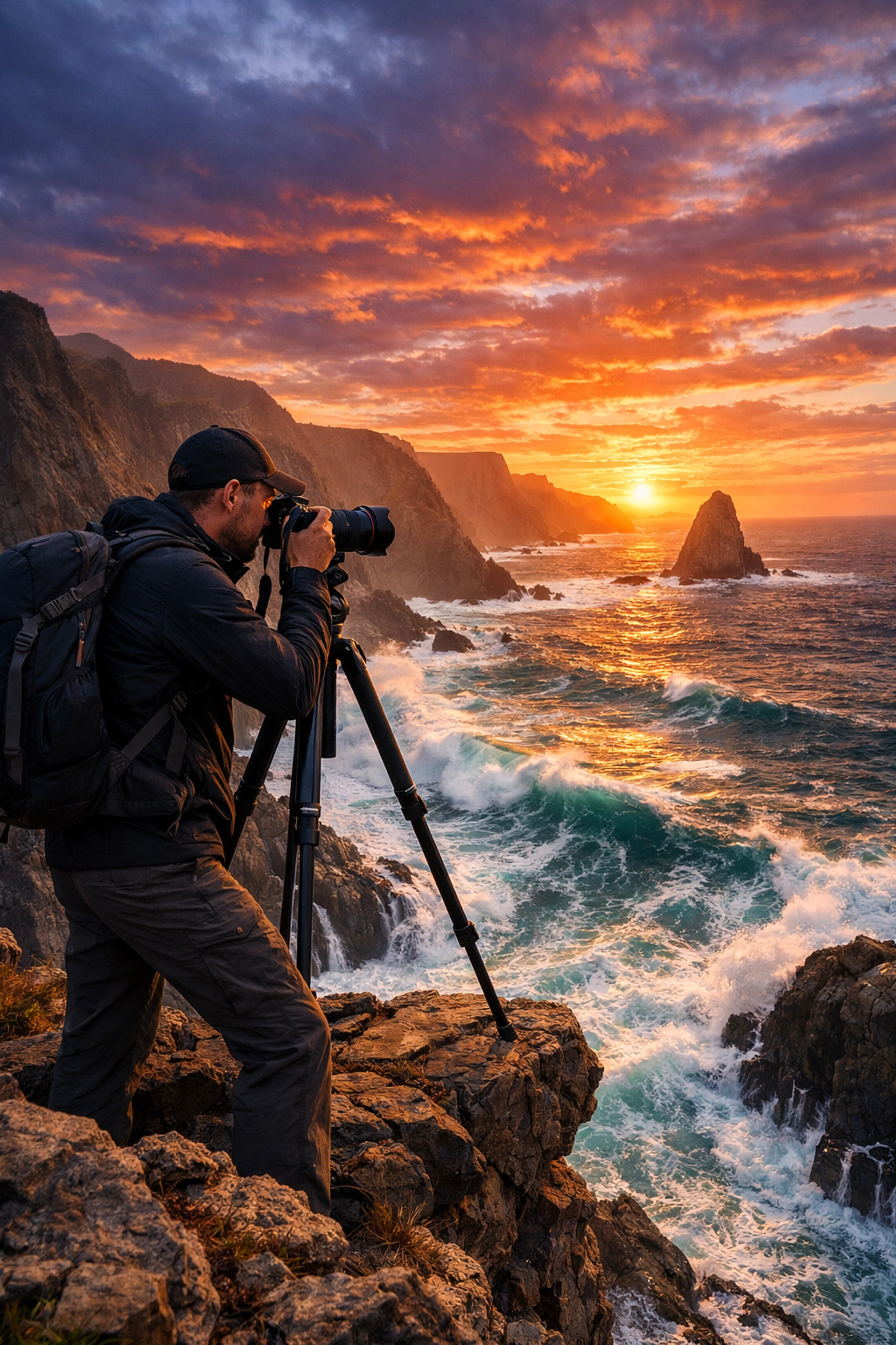 The Ultimate Guide to Proshoot.io: Everything You Need to Succeed as a Pro 4 Travel photographer capturing a coastal sunset at one of the best professional photography locations.