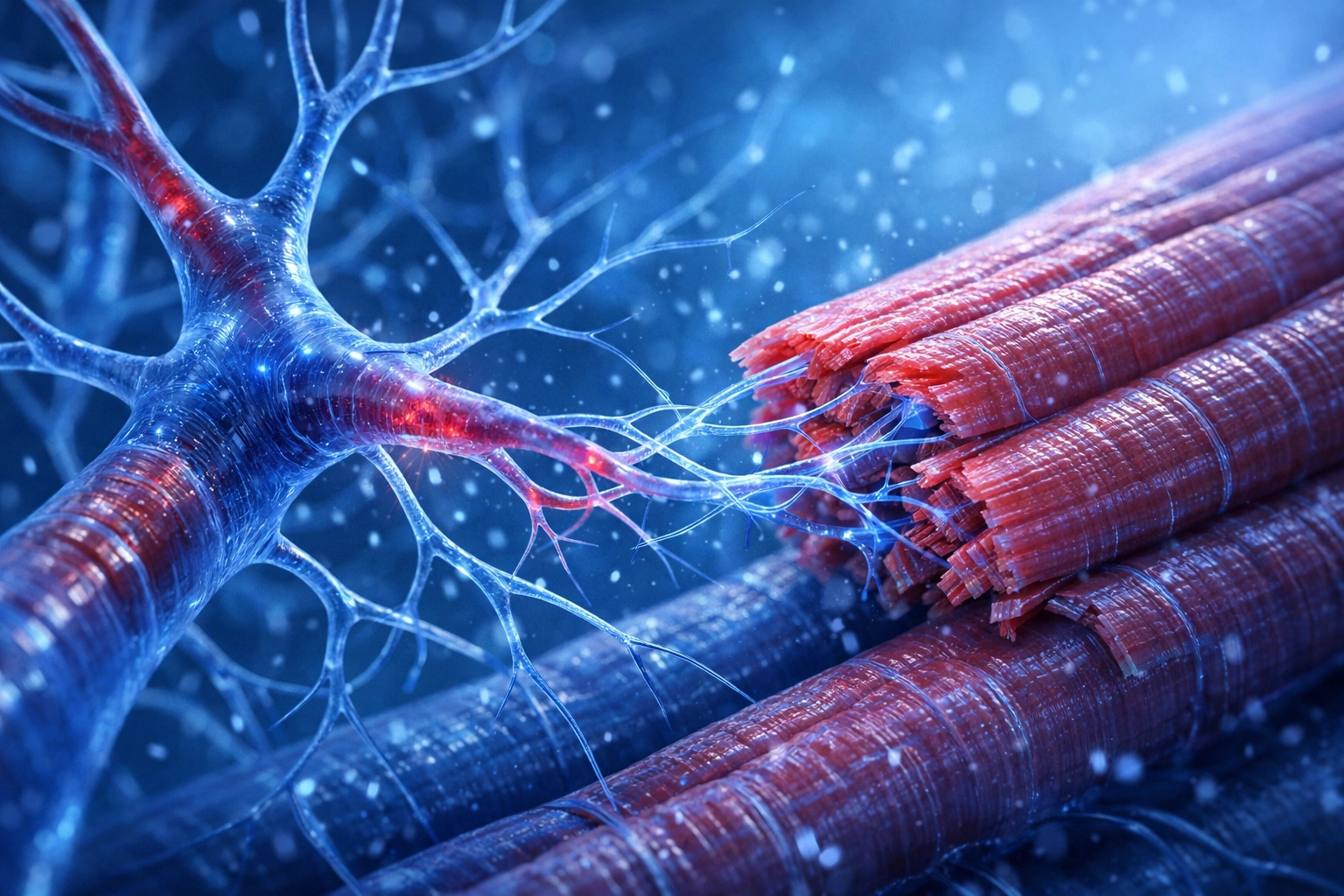 Microscopic view of muscle tissue repair and capillary growth for BPC-157 integrated hormone protocols.