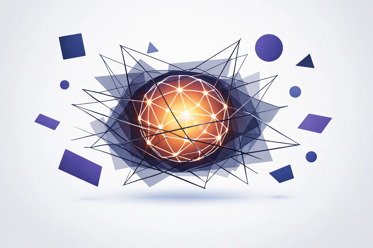 Abstract visualization of a founder trapped in chaotic unscaled sales processes and messy messaging bottlenecks.