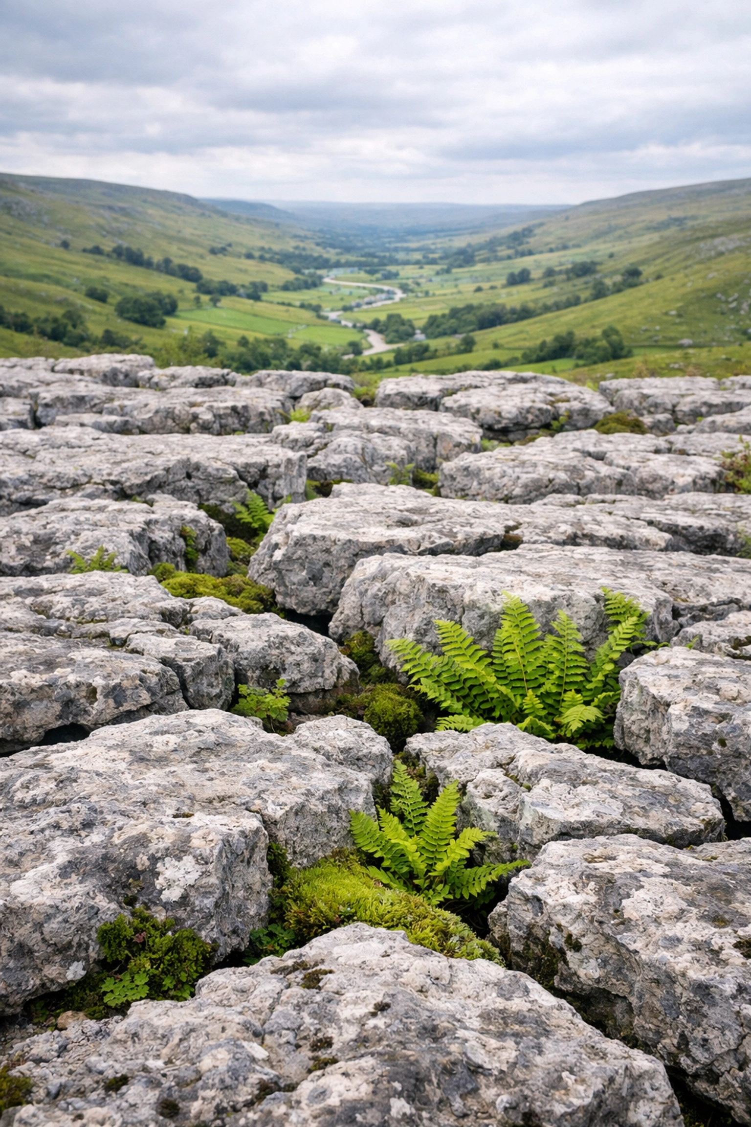 Natural limestone pavement in the Yorkshire Dales perfect for outdoor activities and hiking.