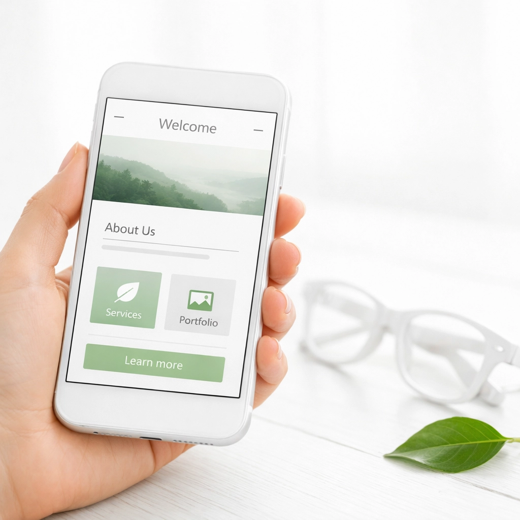 Smartphone showing a mobile-friendly website design optimized for local search and user experience.