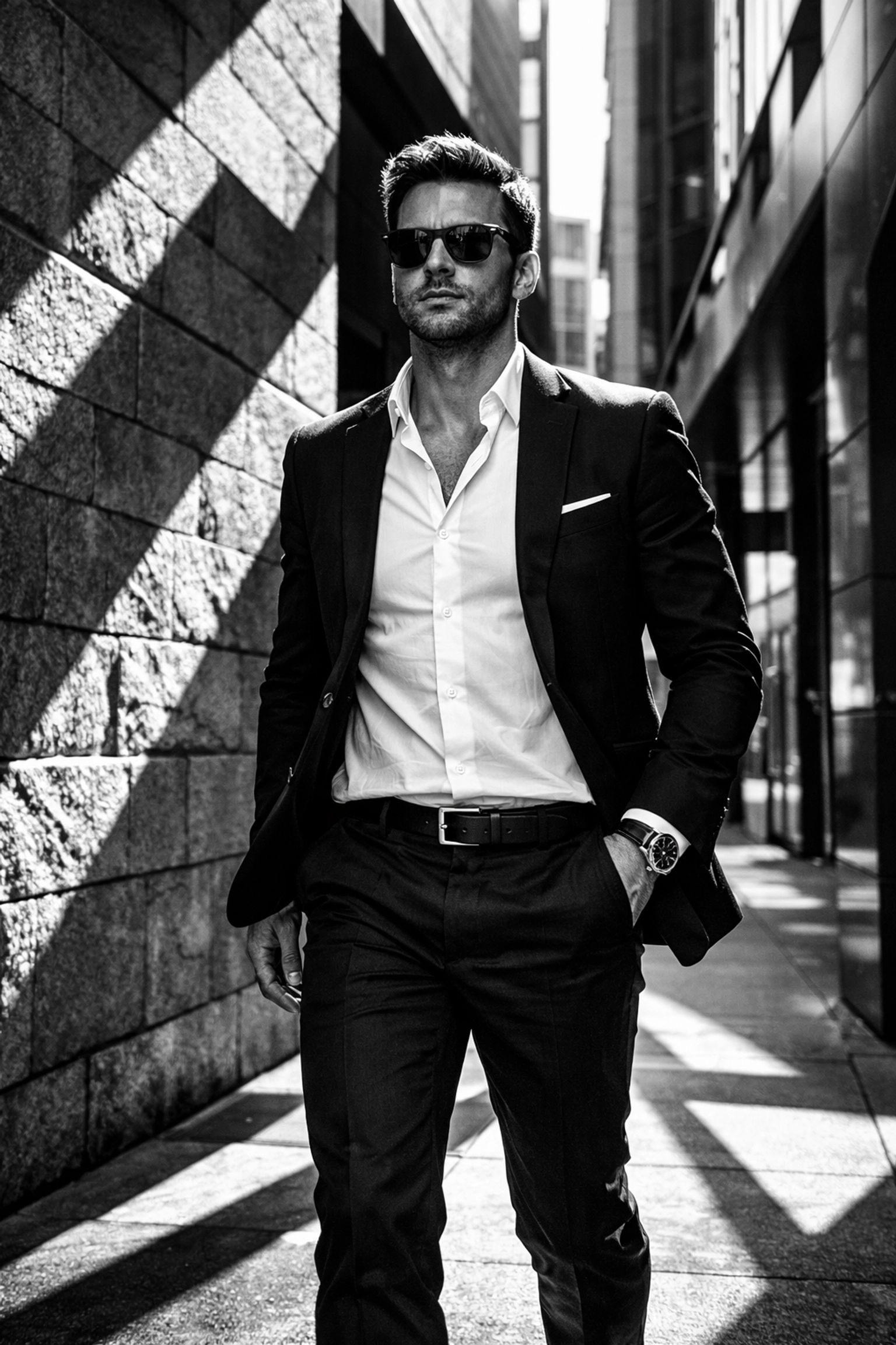 A confident man in smart-casual attire walking through Sydney after a dating coach for men makeover.