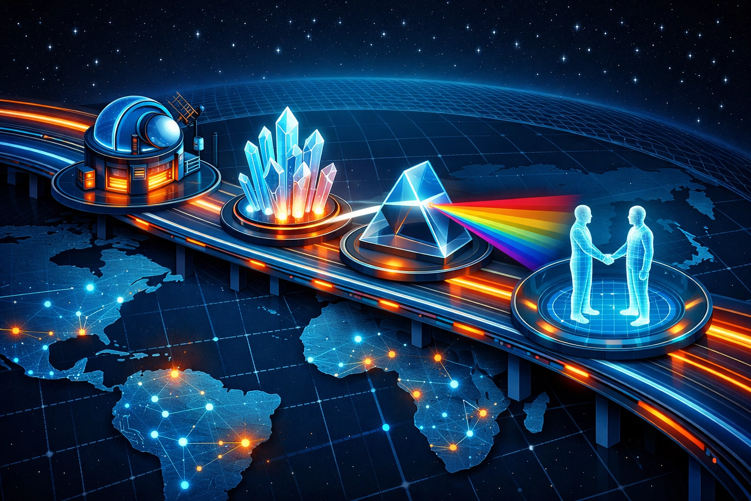Global map with a digital highway representing a structured process for scaling international B2B lead generation.