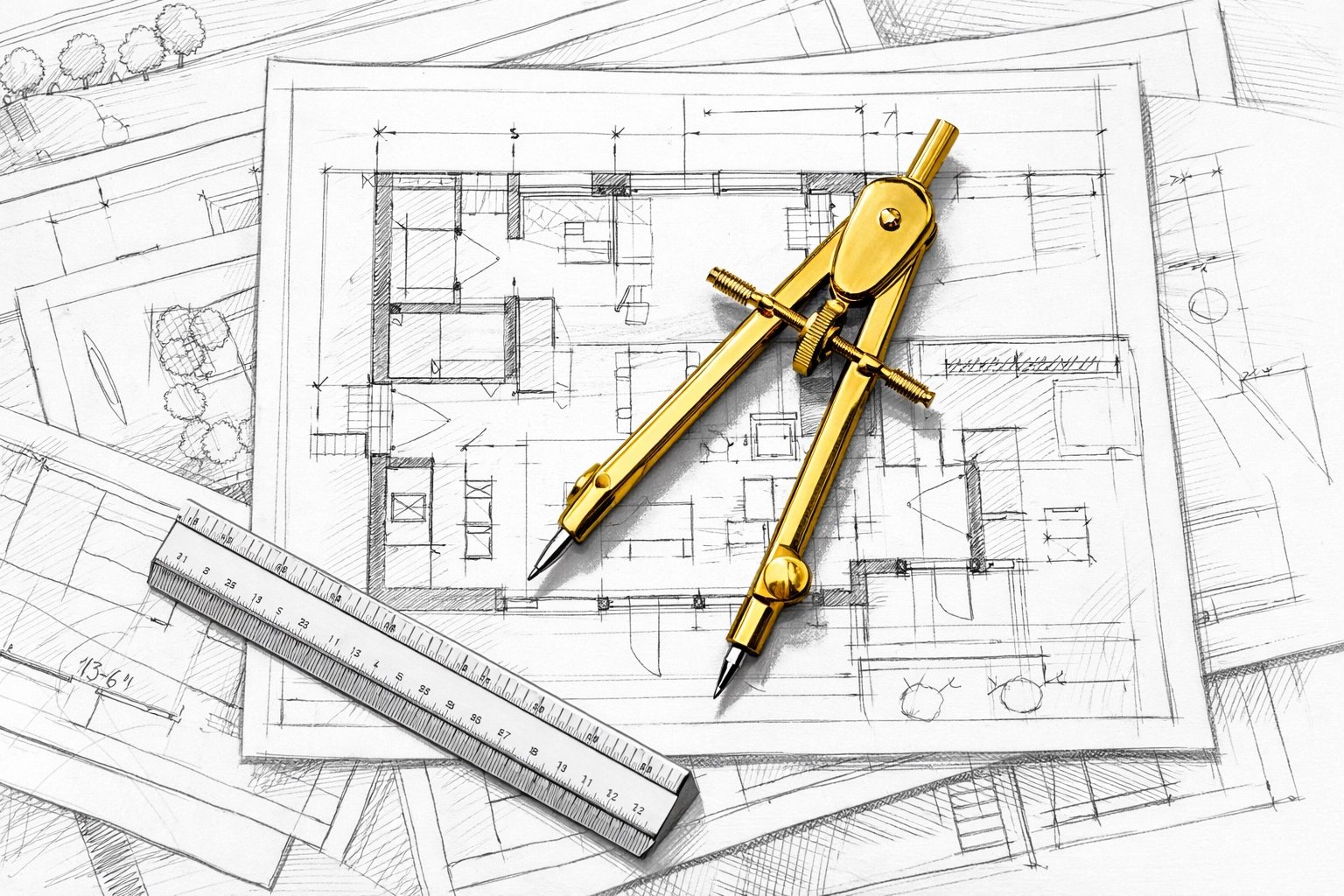 Architectural project blueprints showing the workflow for successful CEU course specification.