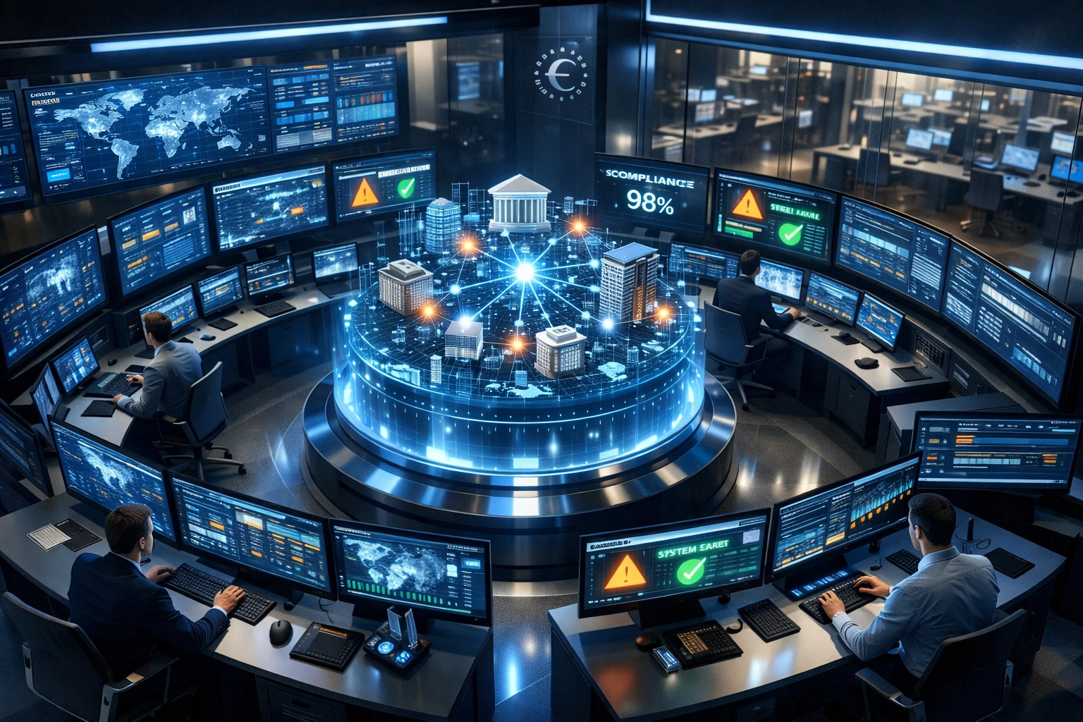 ServiceNow ITOM operations center displaying real-time DORA compliance monitoring and network infrastructure