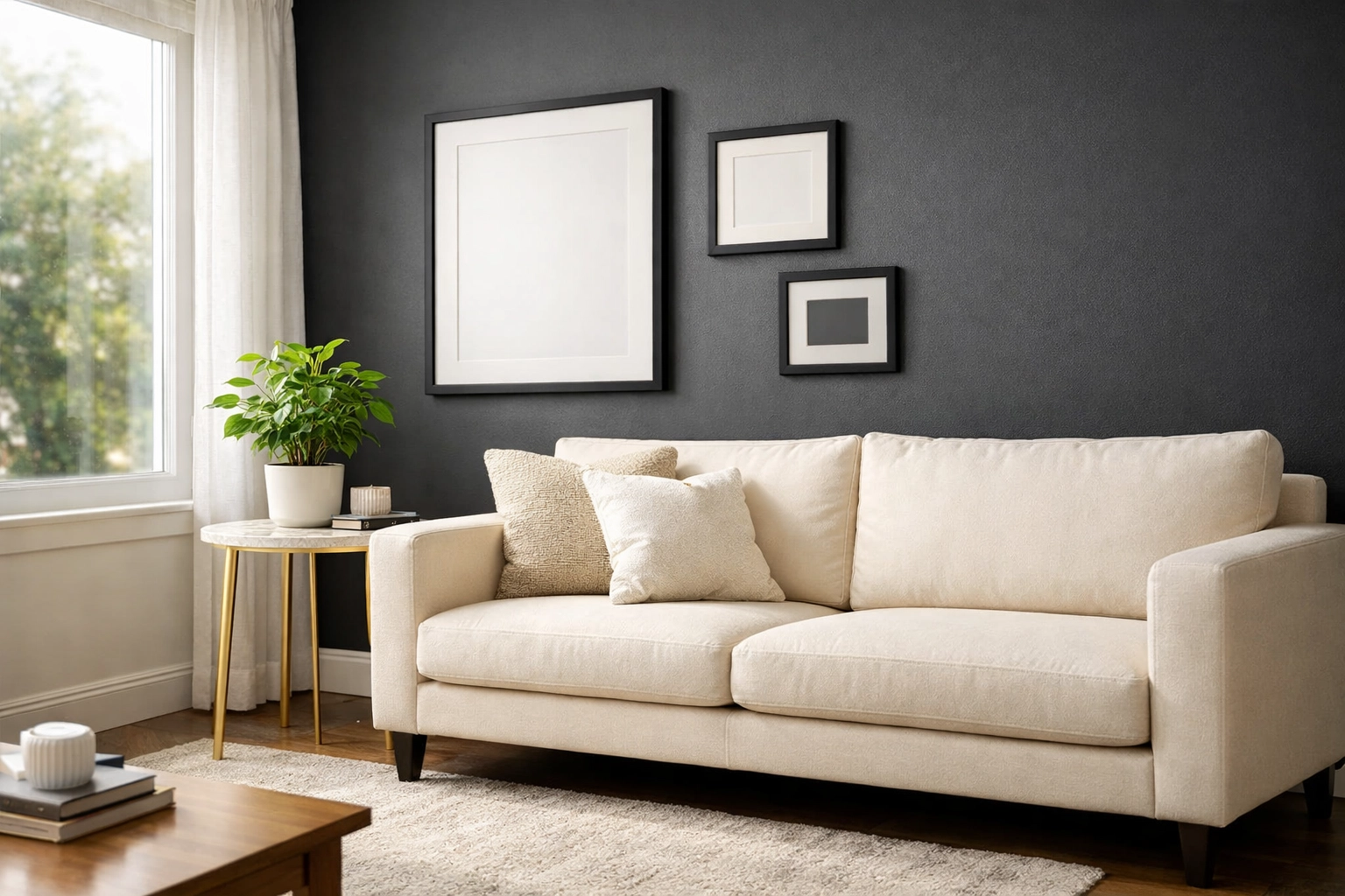 Well-maintained rental property living room showing pristine condition