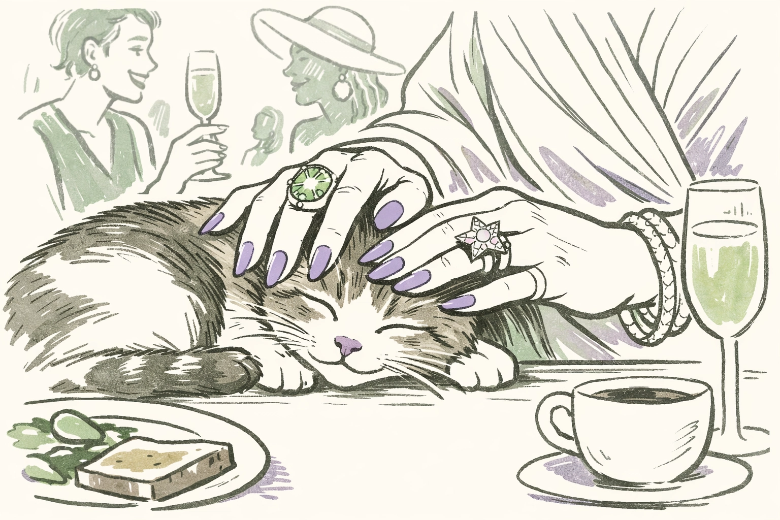 Drag performer petting rescue cat at charity brunch supporting animal welfare organizations