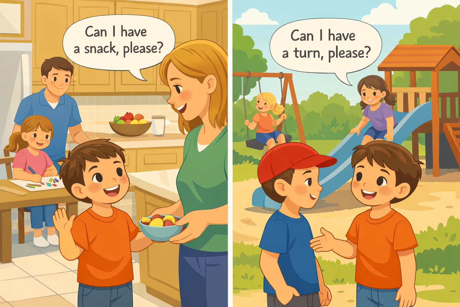 Child using learned skills at home and playground showing ABA therapy generalization