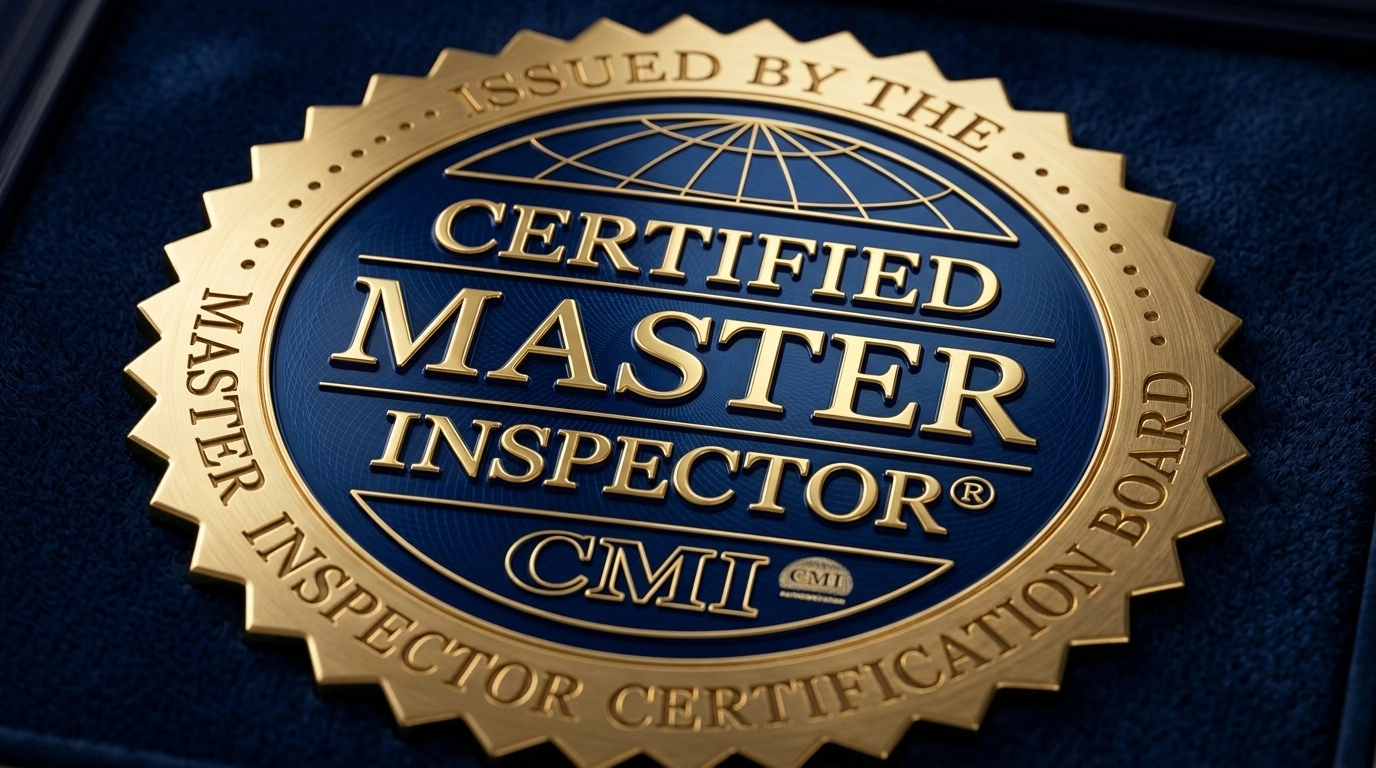 High-quality professional realistic certification image representing Certified Master Inspector credentials.