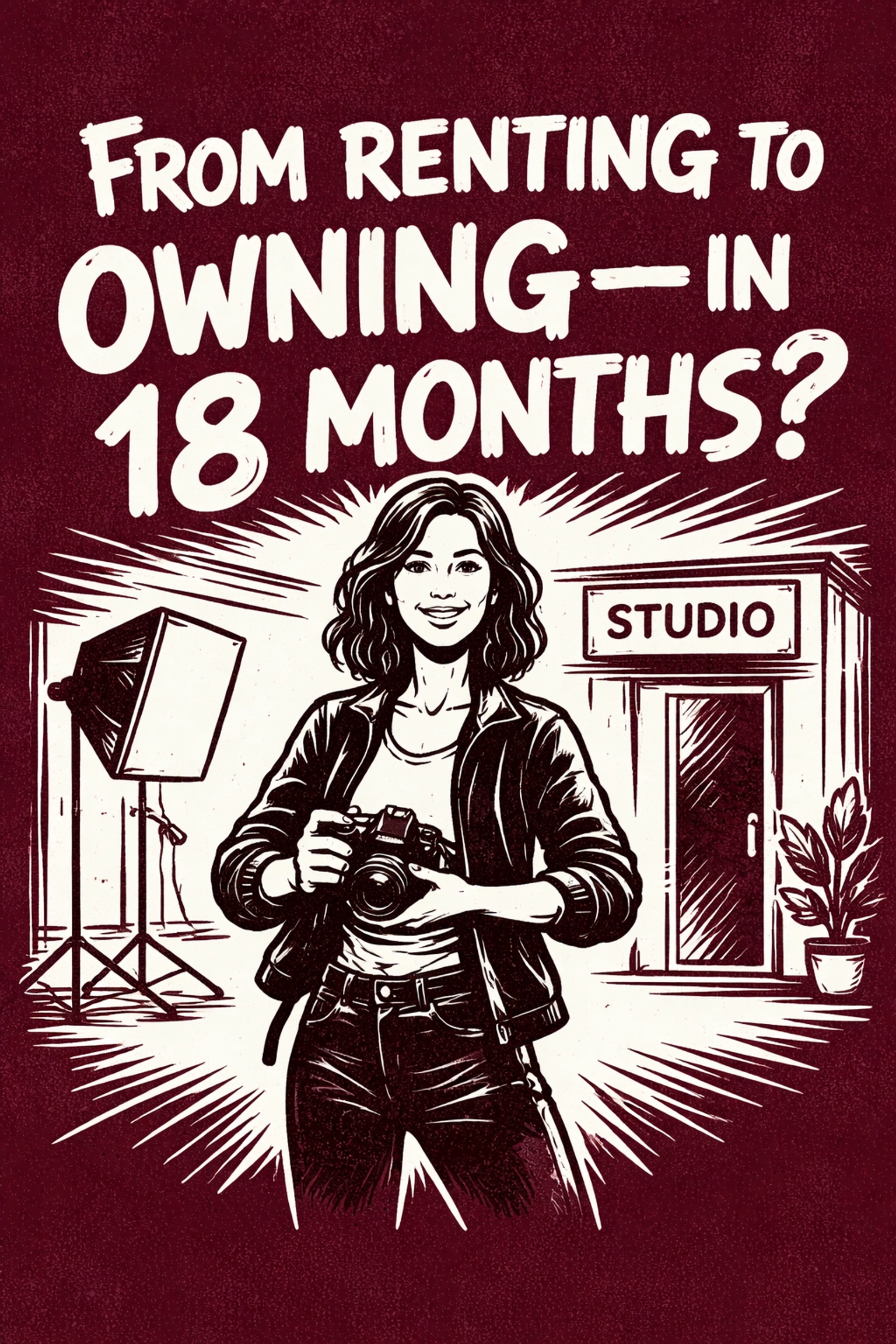 Confident female photographer in front of her own studio, representing creator success through IncluHub ownership