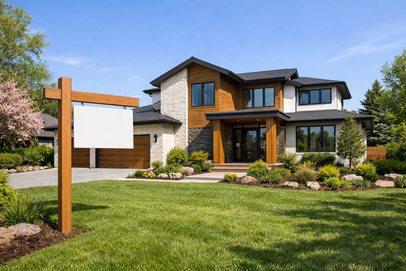 Modern Centennial home for sale with white brick in a balanced Denver real estate market.