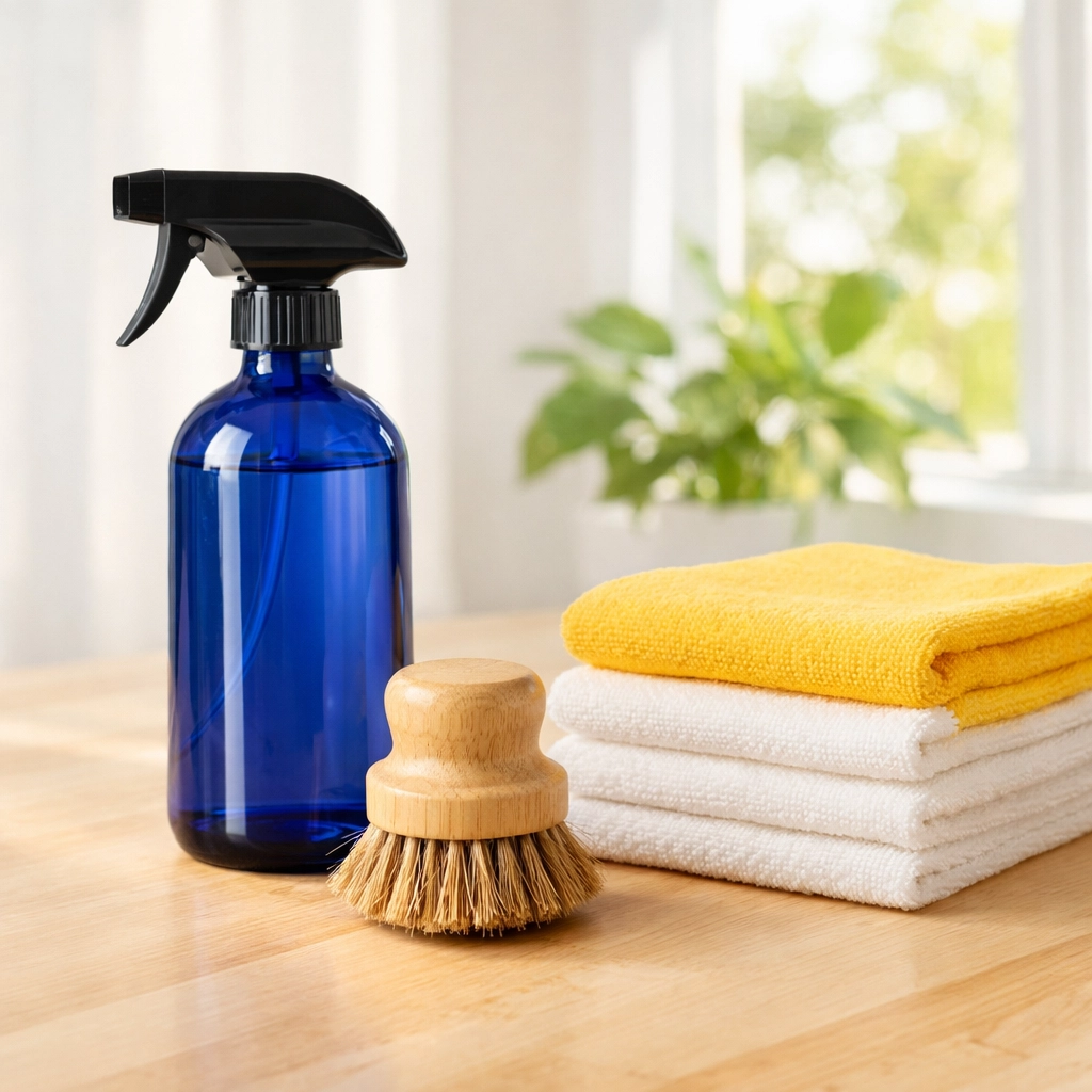 Eco-friendly cleaning products for a sustainable move-out cleaning service in North Cambridge.