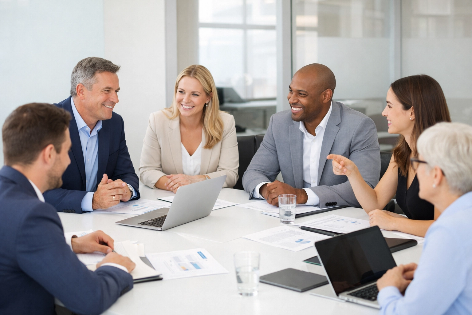 Franchise sales team meeting to discuss rapid implementation and growth strategy