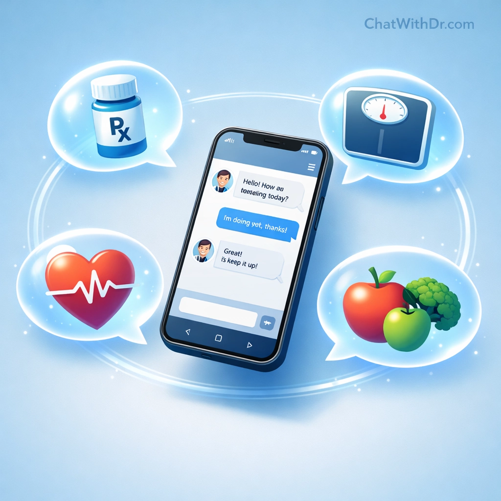 Weight loss telehealth services showing text-based prescription and care coordination