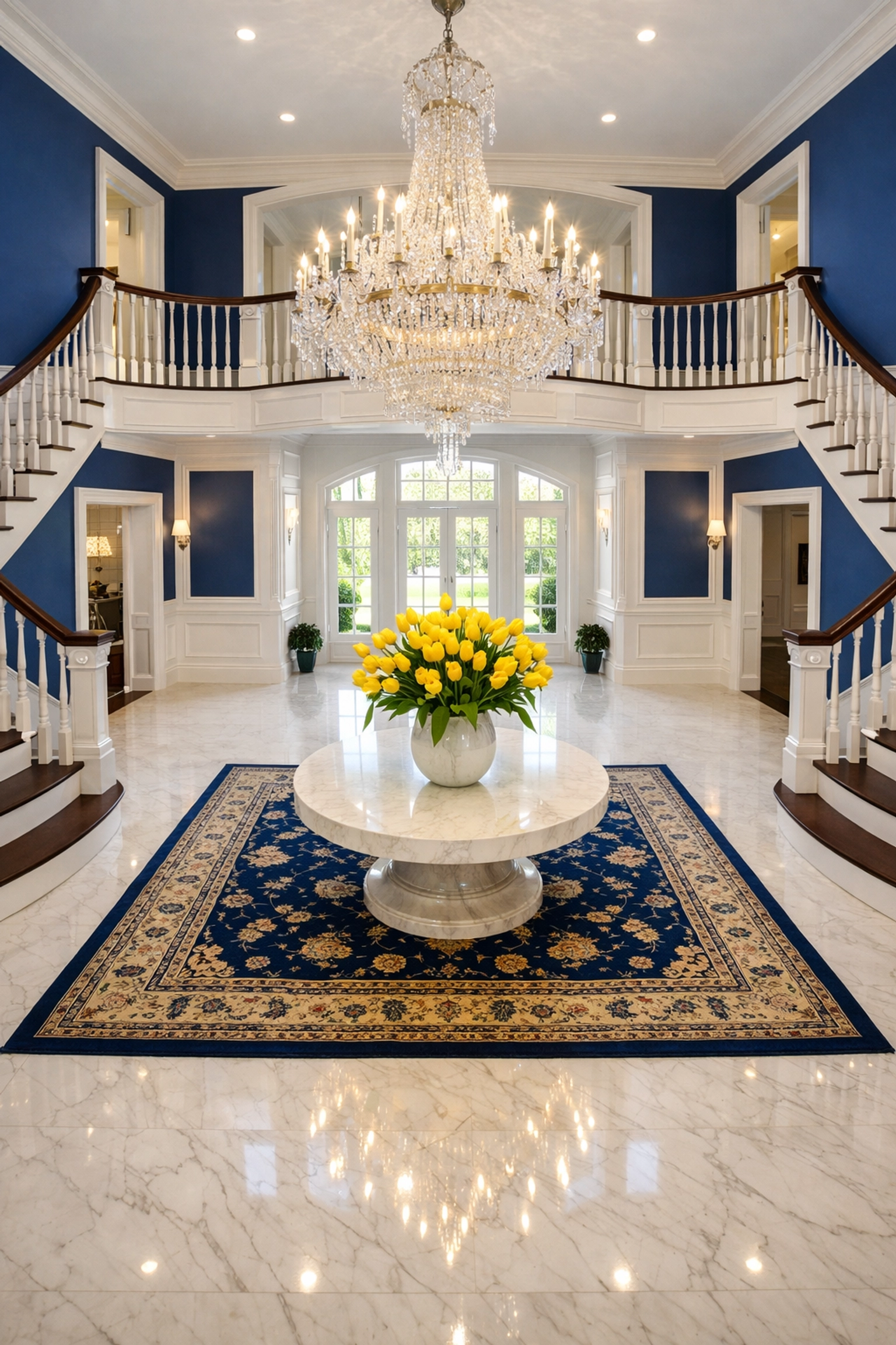 Pristine marble foyer in a Hamilton estate highlighting high-end luxury house cleaning in Hamilton results.