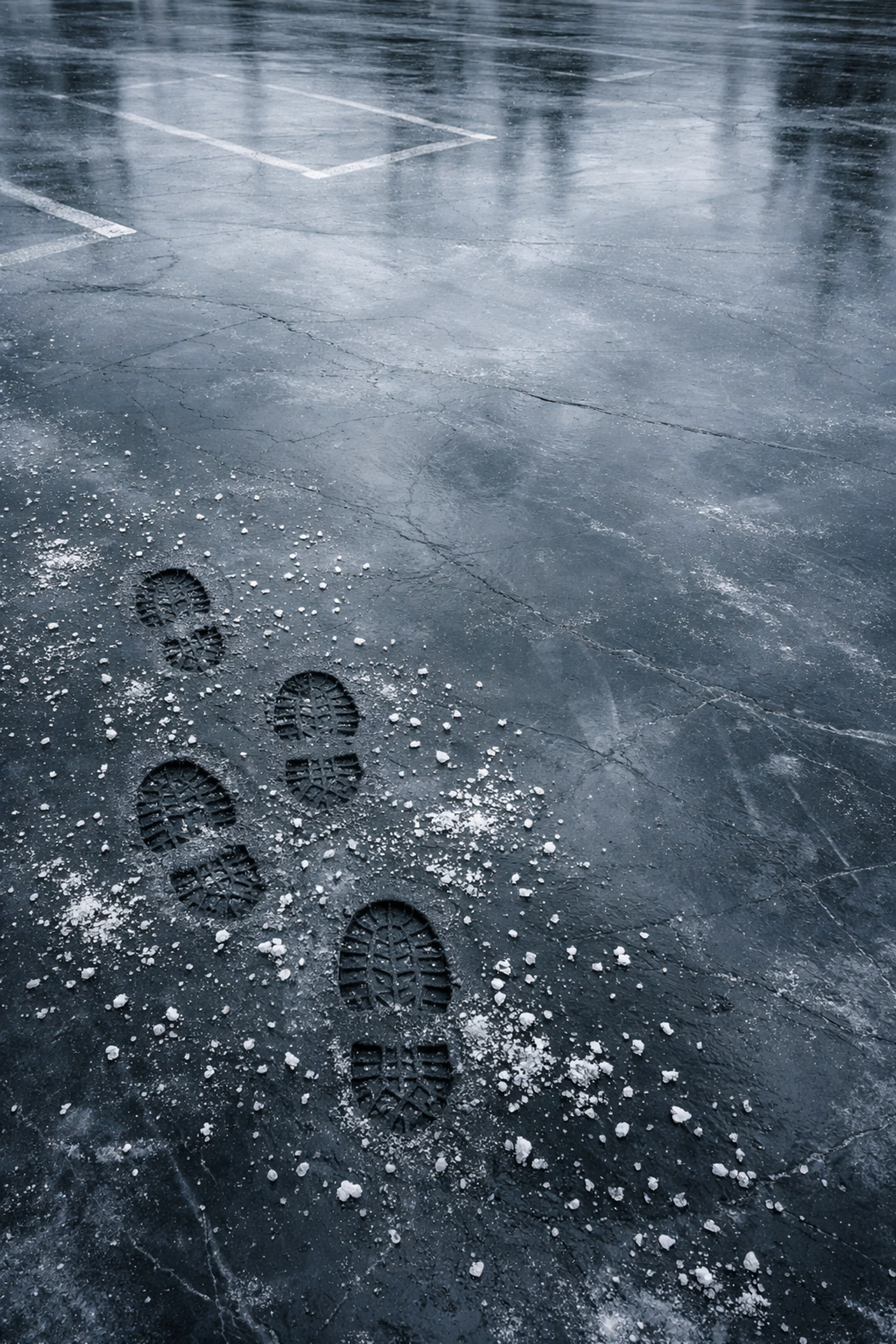 Black ice on Alaska commercial parking lot showing winter liability risks for businesses