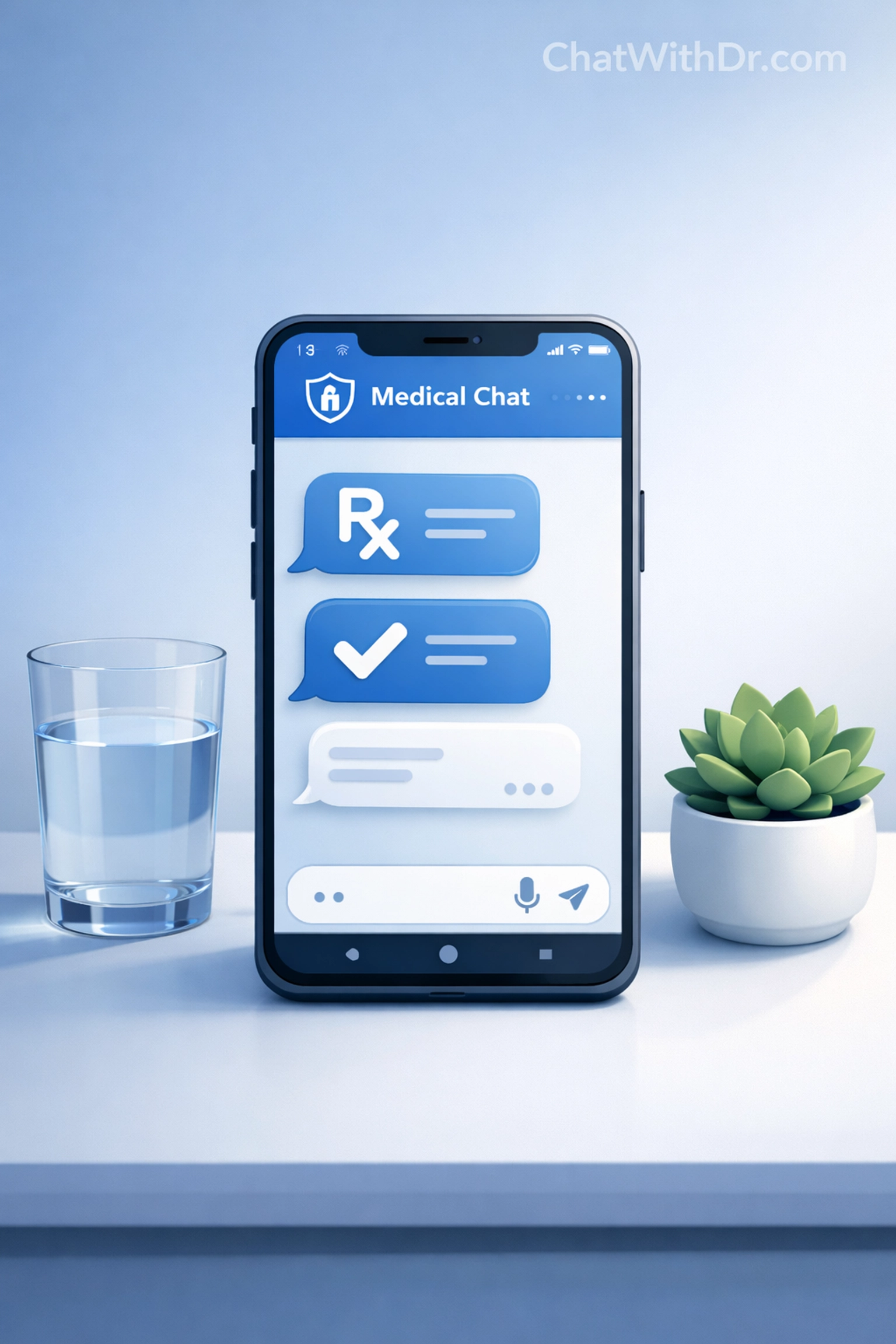 Smartphone displaying online medical chat for same-day UTI and yeast infection treatment