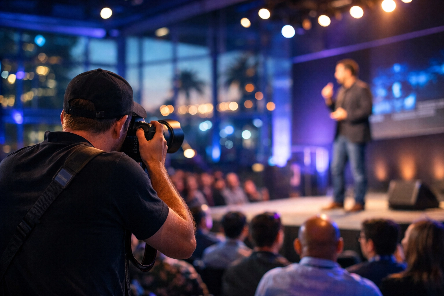 Event photographer documenting a corporate tech conference in Silicon Beach, Los Angeles.