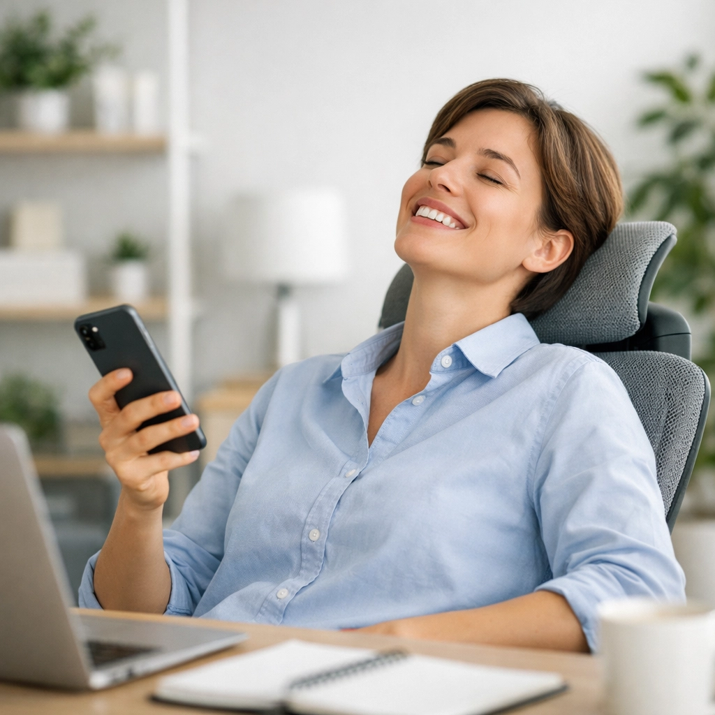 Professional relieved after securing an online payday loan with no credit check in Canada via phone.