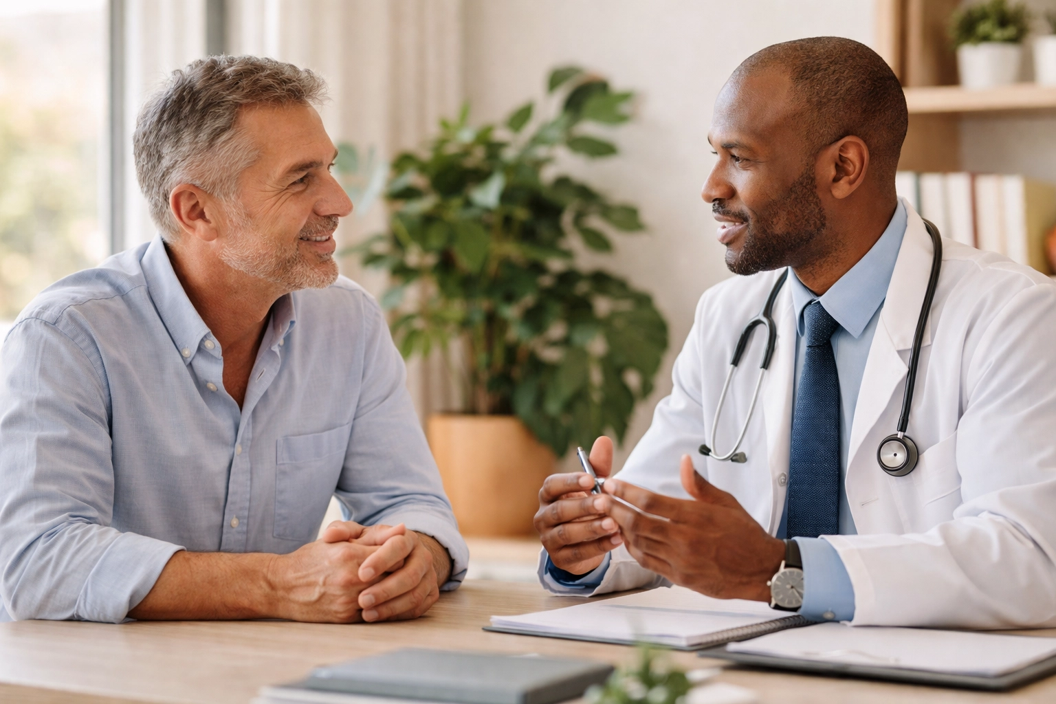 Patient consulting with provider about testosterone therapy evaluation in Boca Raton