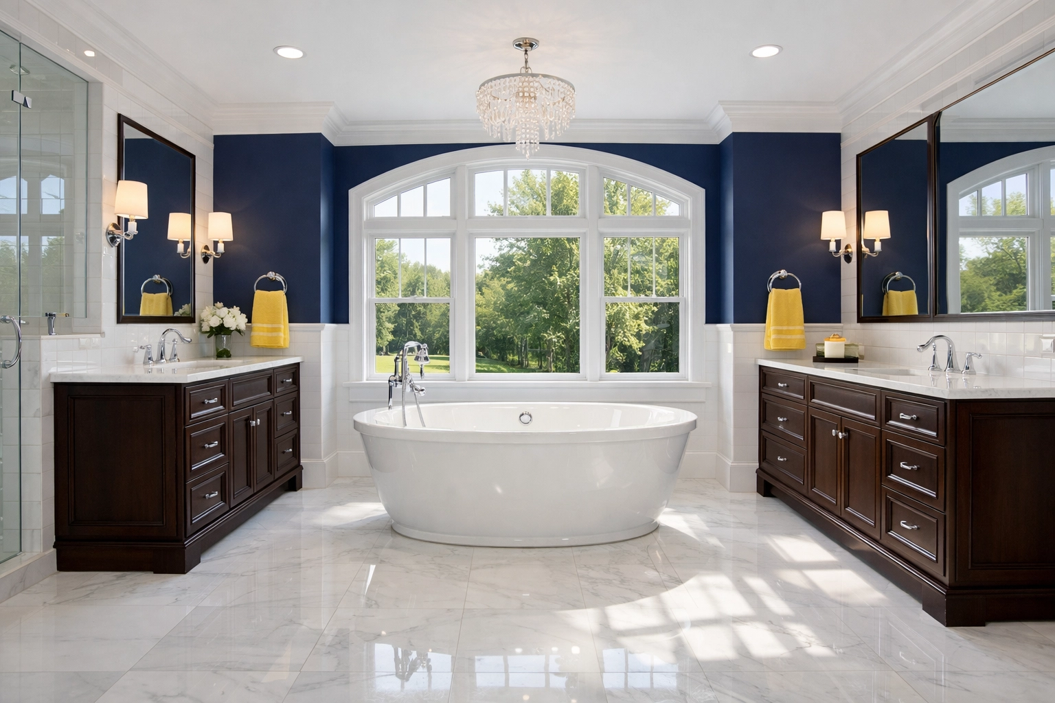 Deep-cleaned luxury bathroom suite highlighting professional residential cleaning Massachusetts standards.