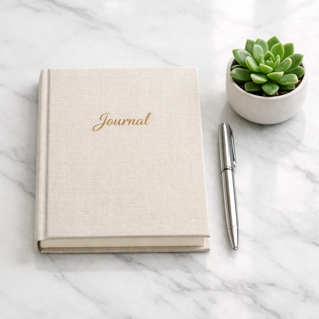 A journal and pen for documenting home inventory and fire insurance claims during the recovery process in NJ.