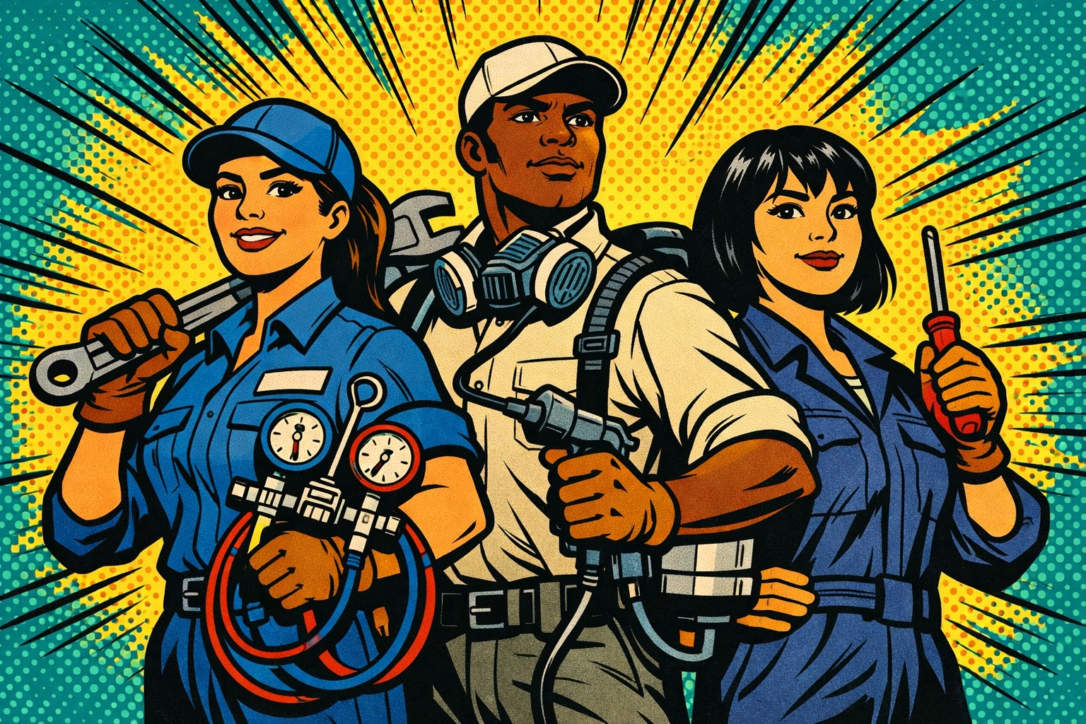 HVAC and pest control service professionals ready to implement AI marketing framework