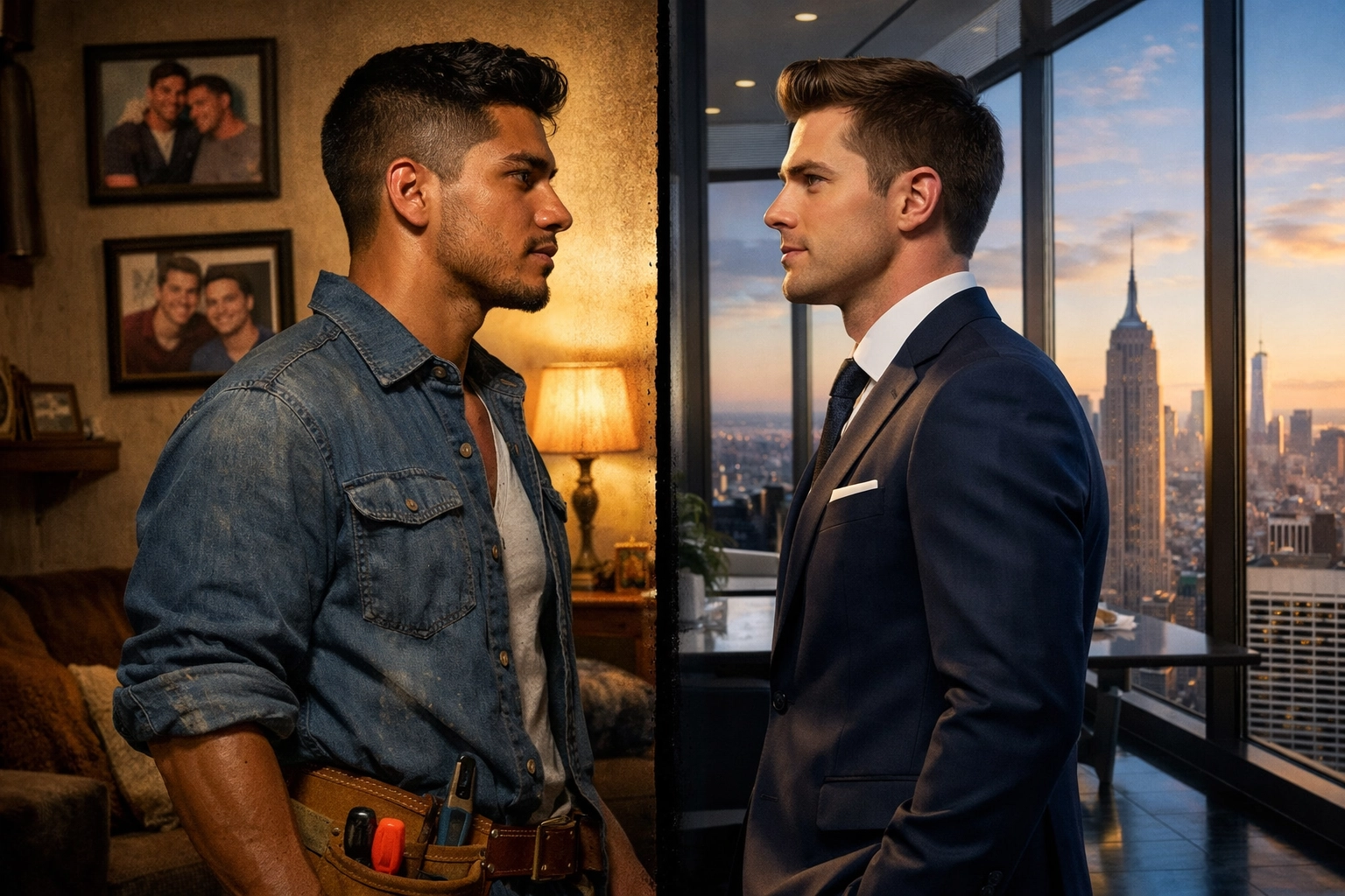 Rich and poor worlds collide in gay romance - contrasting lives of wealthy businessman and handyman